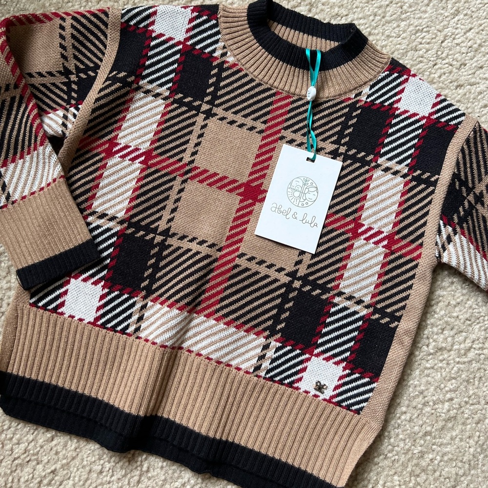 Abel & Lula Plaid knit sweater